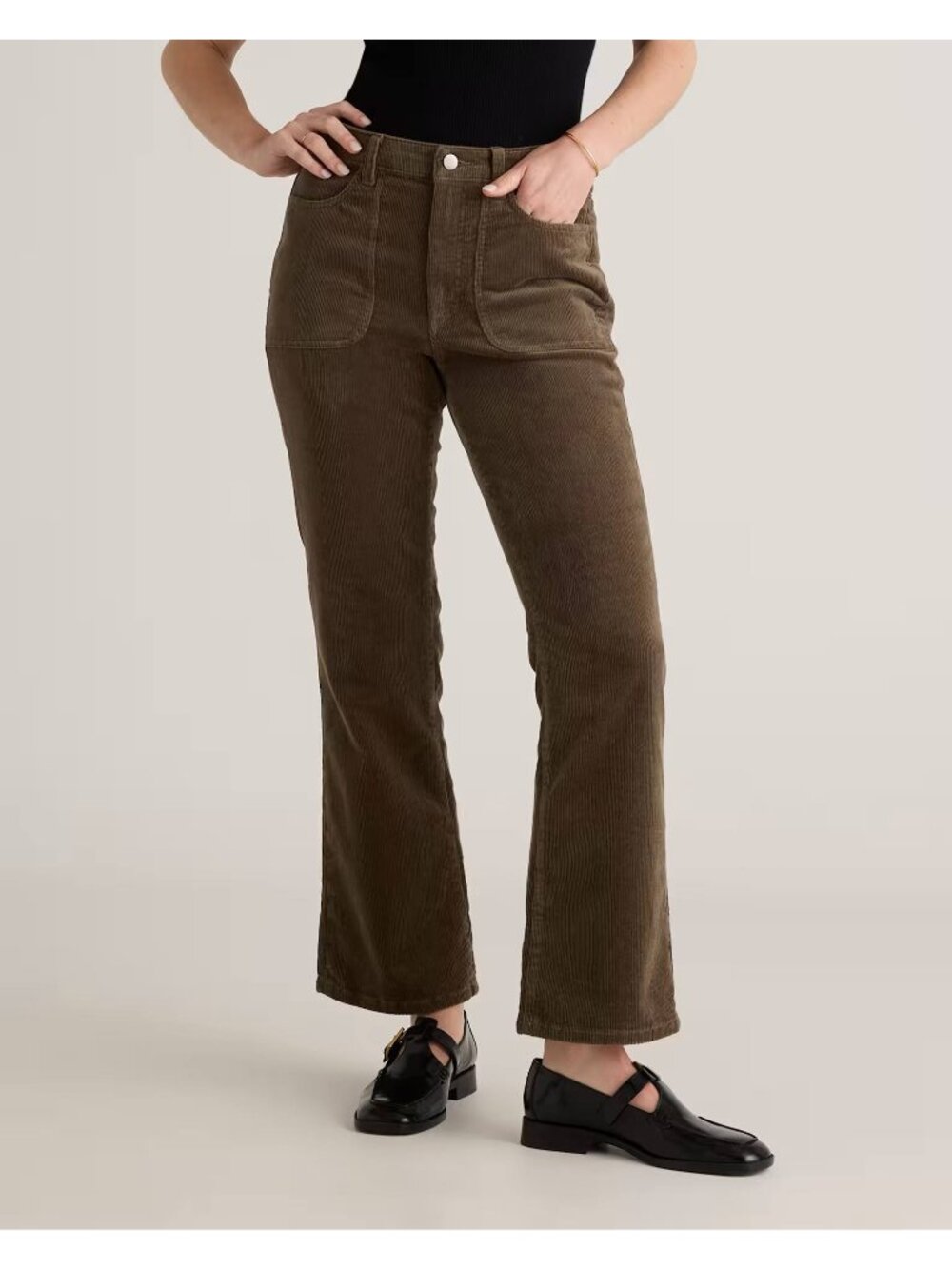 Quince Organic Stretch Corduroy Flare Pants Size 4 in Seaweed